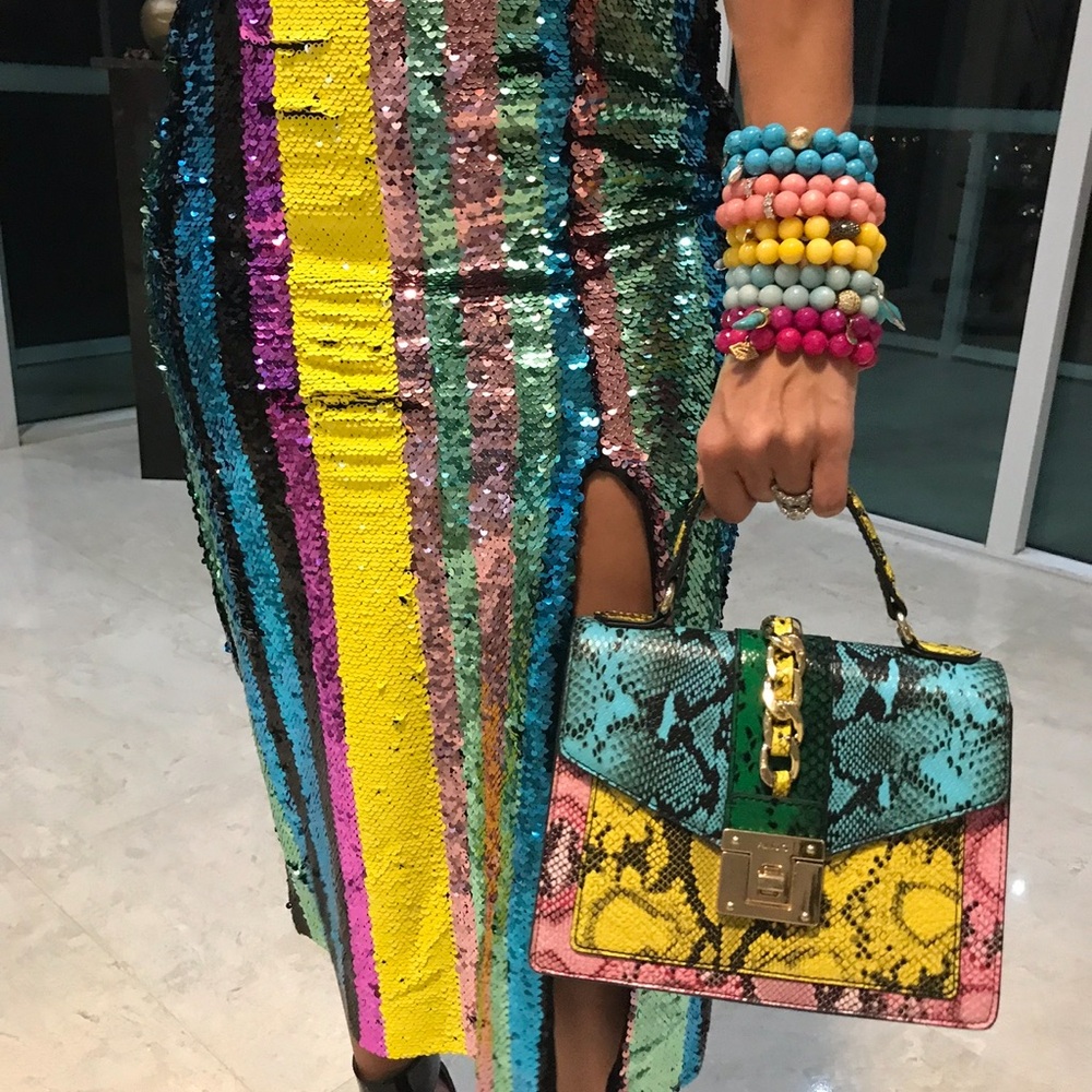 Multicolor Sequin Midi Skirt sz S - Picture 2 of 7